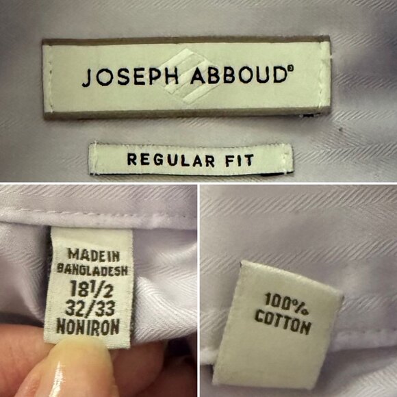 Joseph Abboud Mens Dress Shirt Size XL XXL Button Up Regular Fit Lavender Cotton - Picture 4 of 7